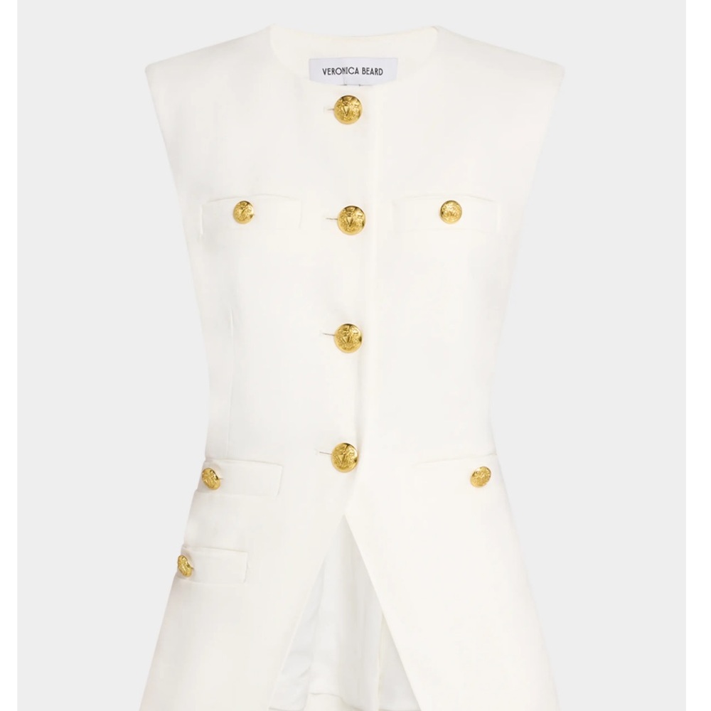 Veronica Beard Cream Vest with Gold Buttons size 6